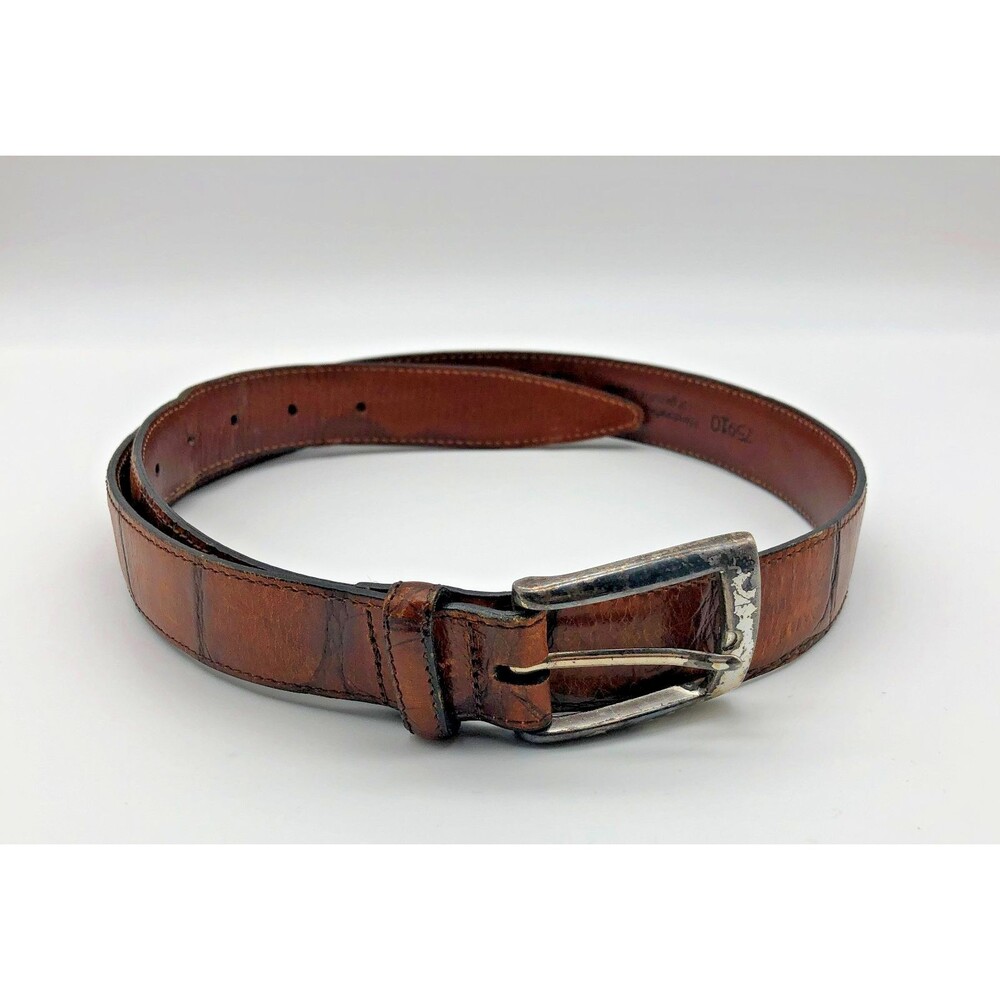Paul Frederick Embossed Leather Belt Mens Size 34 75910 Made in USA